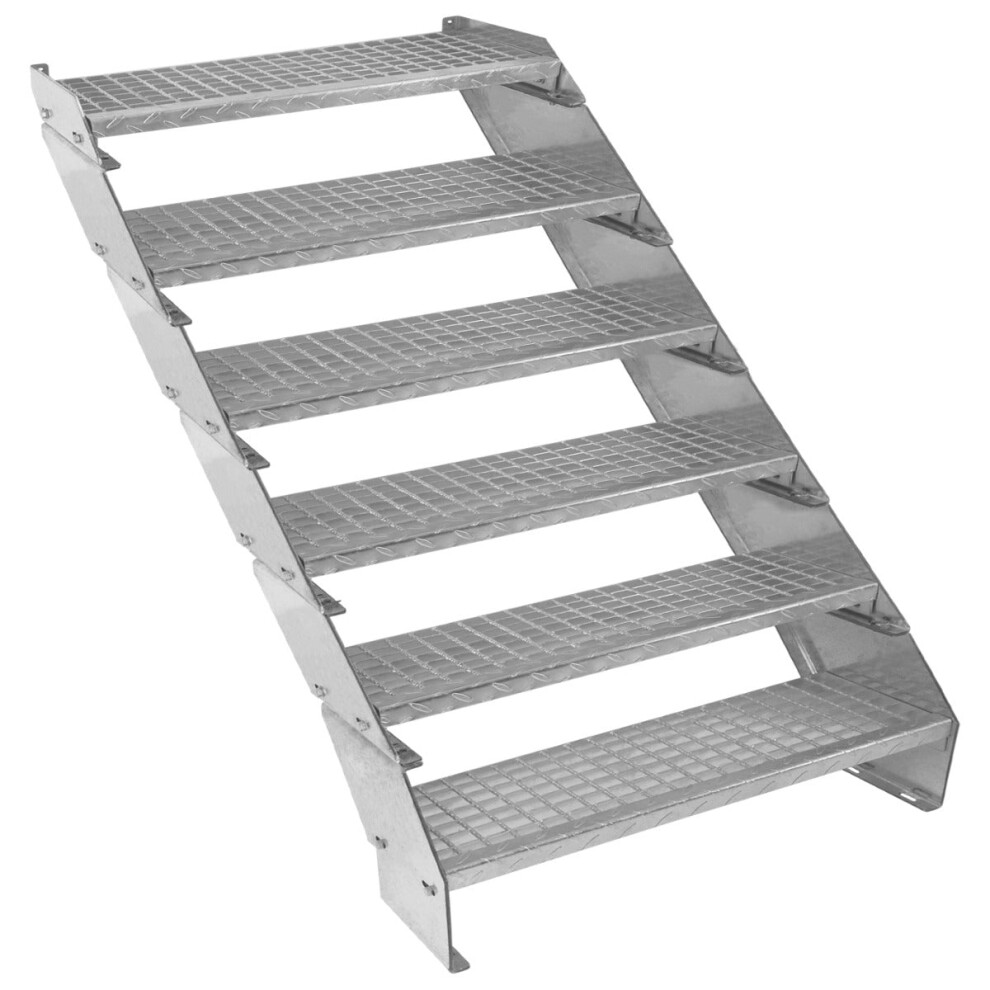 Metal Staircase 6 Section Adjustable Height Galvanised Steel Steps 90cm / 900mm
