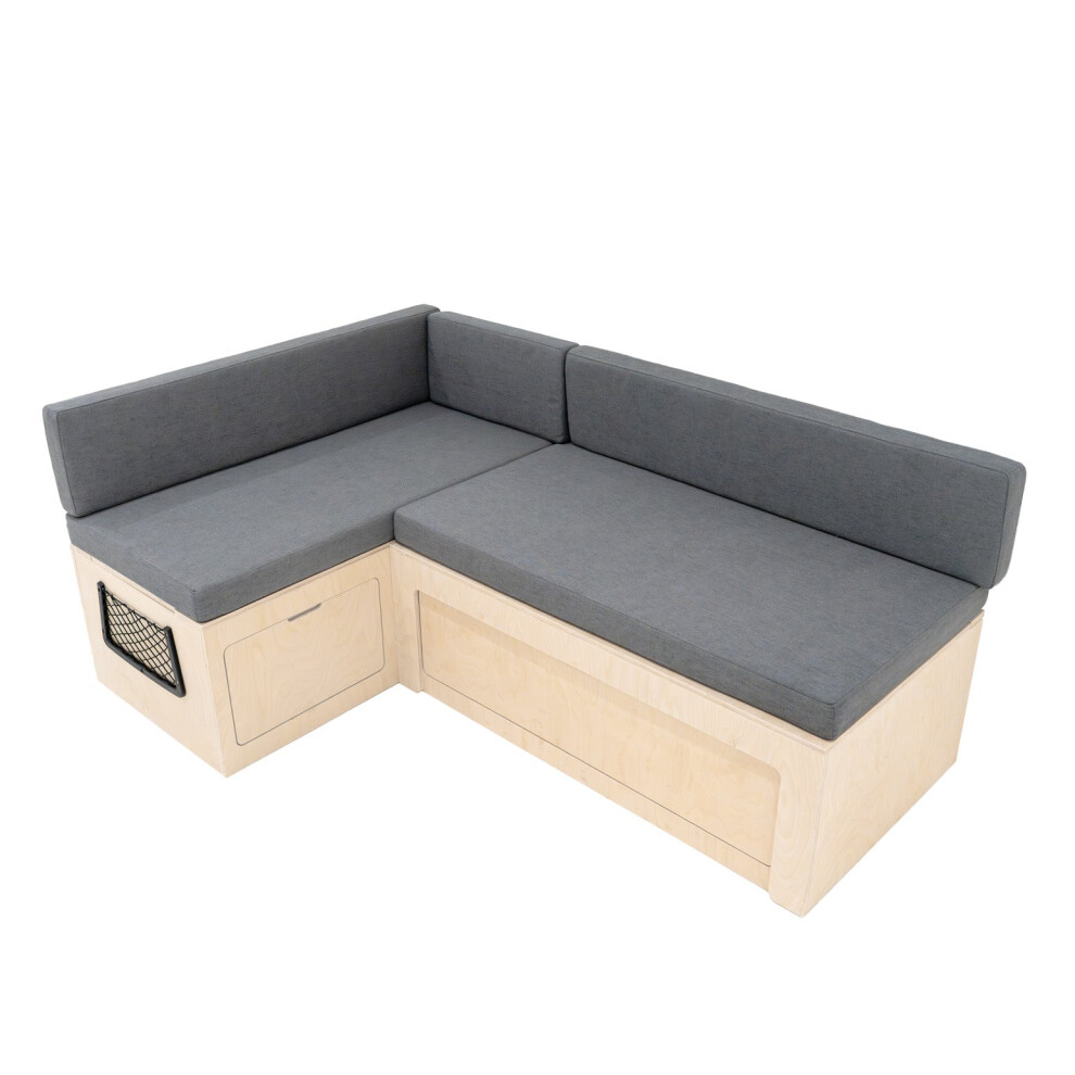 L-Shape Camper Van Bed & Cushions Bench Storage Sliding Sofa