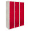 3 x Lockerkast Metaal - Rood - Vierdeurs 2