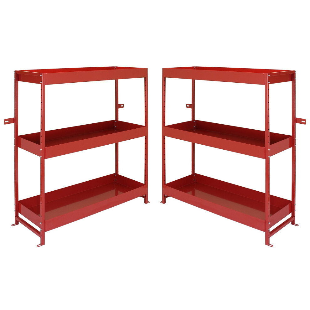 2 x Van Racking Metal Storage Shelves Steel Tool Shelving System 3 Shelf Units