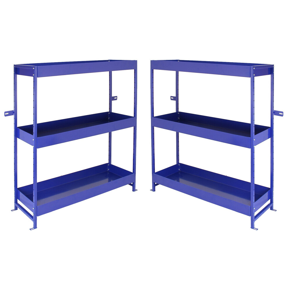 2 x Van Shelves Metal Storage Racking Steel Tool Shelving System 3 Shelf Units