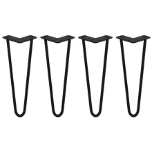 4 x Hairpin Legs / Hair Pin Legs Set Möbel Schreibtisch Tisch 14" 2 Prong 12mm Schwarz