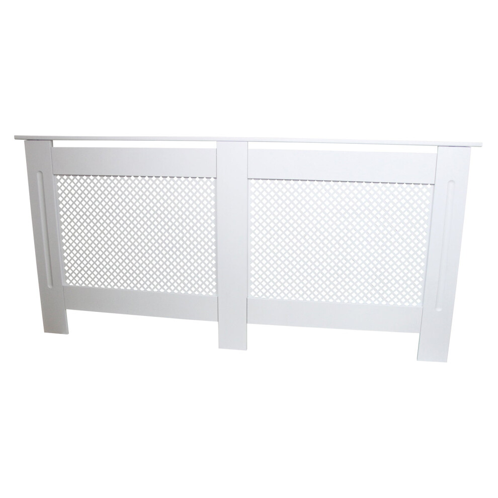 Radiator Cover White MDF Trellised Grill Modern Cabinet Shelf 1720mm