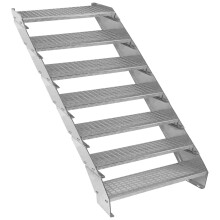 Metalltreppe mit 7 Abschnitten, höhenverstellbar, verzinkte Stahltreppe 90 cm / 900 mm