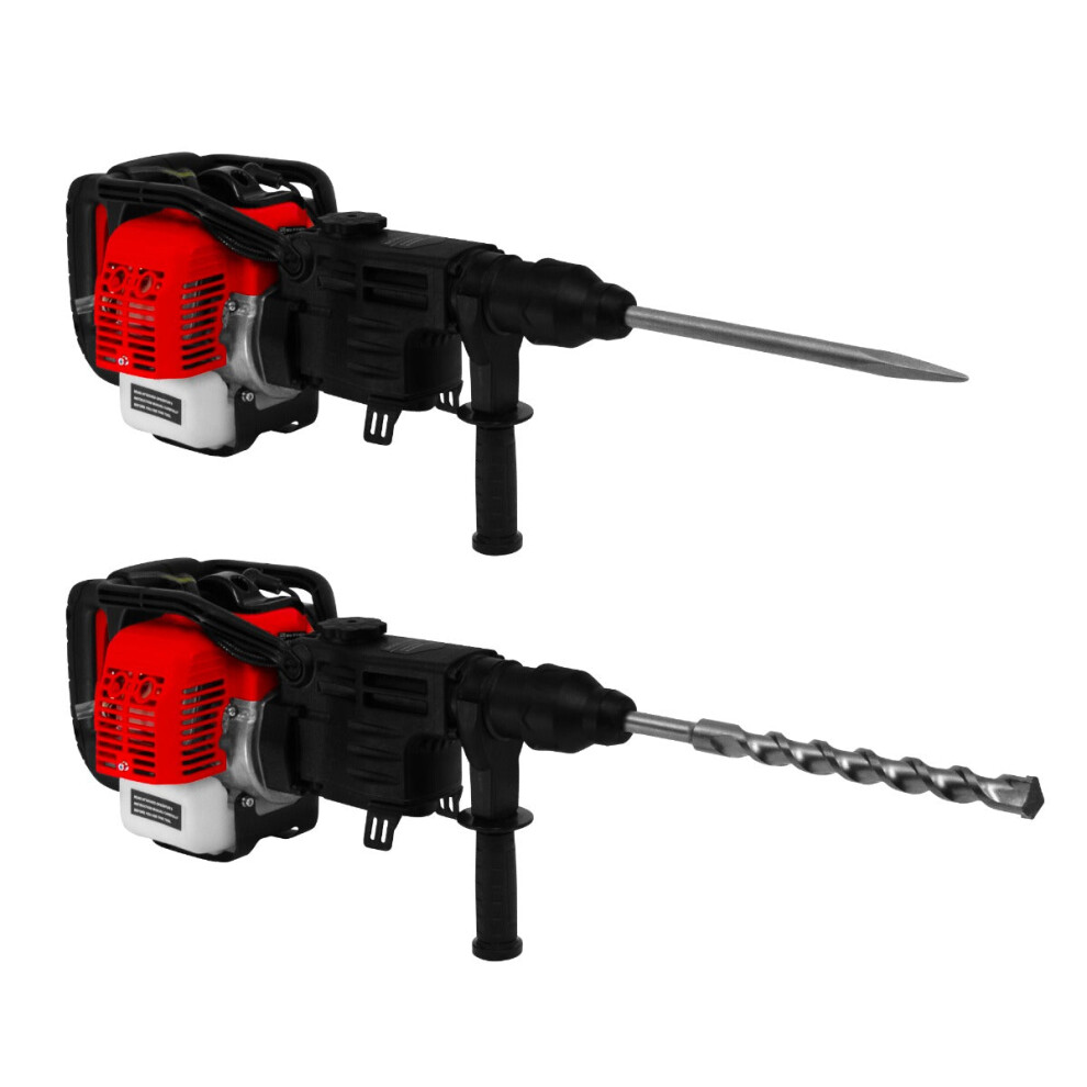 Petrol Impact Hammer Drill Cordless 0.9KW Rotary Breaker Chisel & Bit
