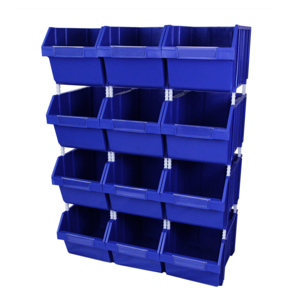 Parts Storage Bins Stackable Quick Pick Warehouse Garage 12 Strong Plastic Boxes