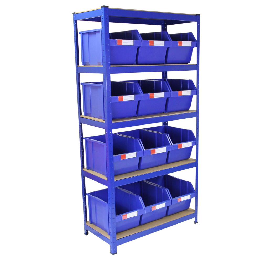 90cm Racking Unit & Storage Bins Blue Storage System Set Warehouse Garage Shed