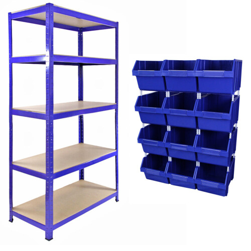 T-RAX ?tag?re Bleu 90cm avec 12 x Poubelles ? Choix Rapide 1