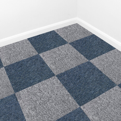 Dalle de Moquette Ultra-R?sistant Bleu Temp?te & Gris Tapine Usage Professionel 1