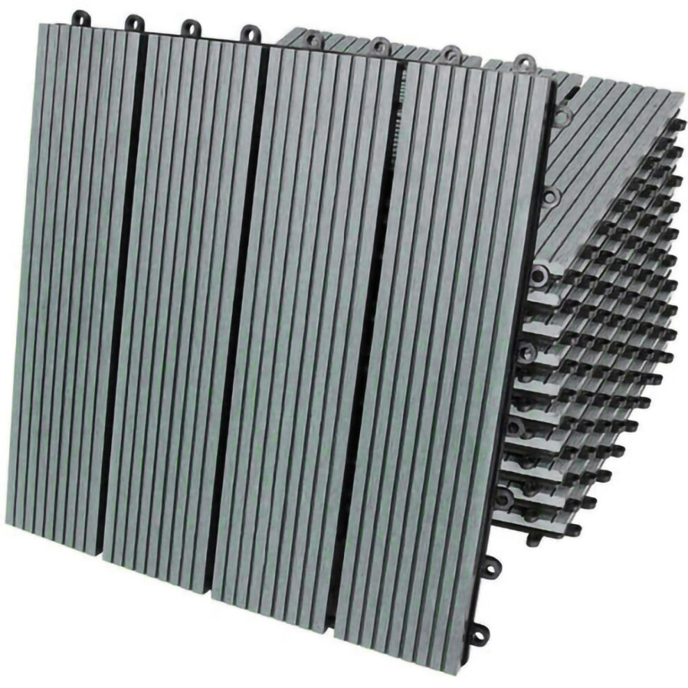 33 Dalle Jardin Bois Composite WPC 3m? 30cmx30 cm Clipsable Terrasse Patio gris