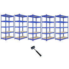 5 x Blauwe het Rekken Eenheid 5 van het de Opslagpakhuis van de Tier Garage het Opschorten plank 90x50x180cm