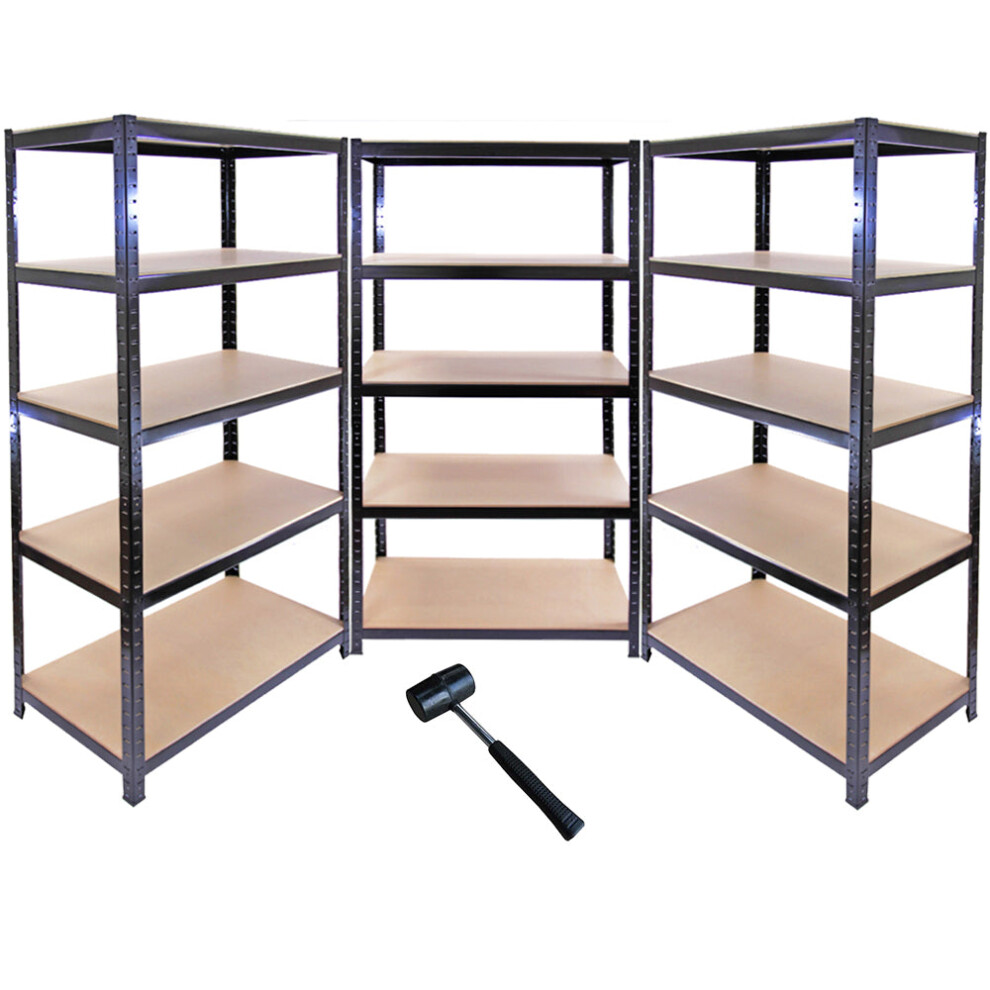 3 x 90cm Black Shed / Utility / Greenhouse Storage Racks Bays / Garage Shelving