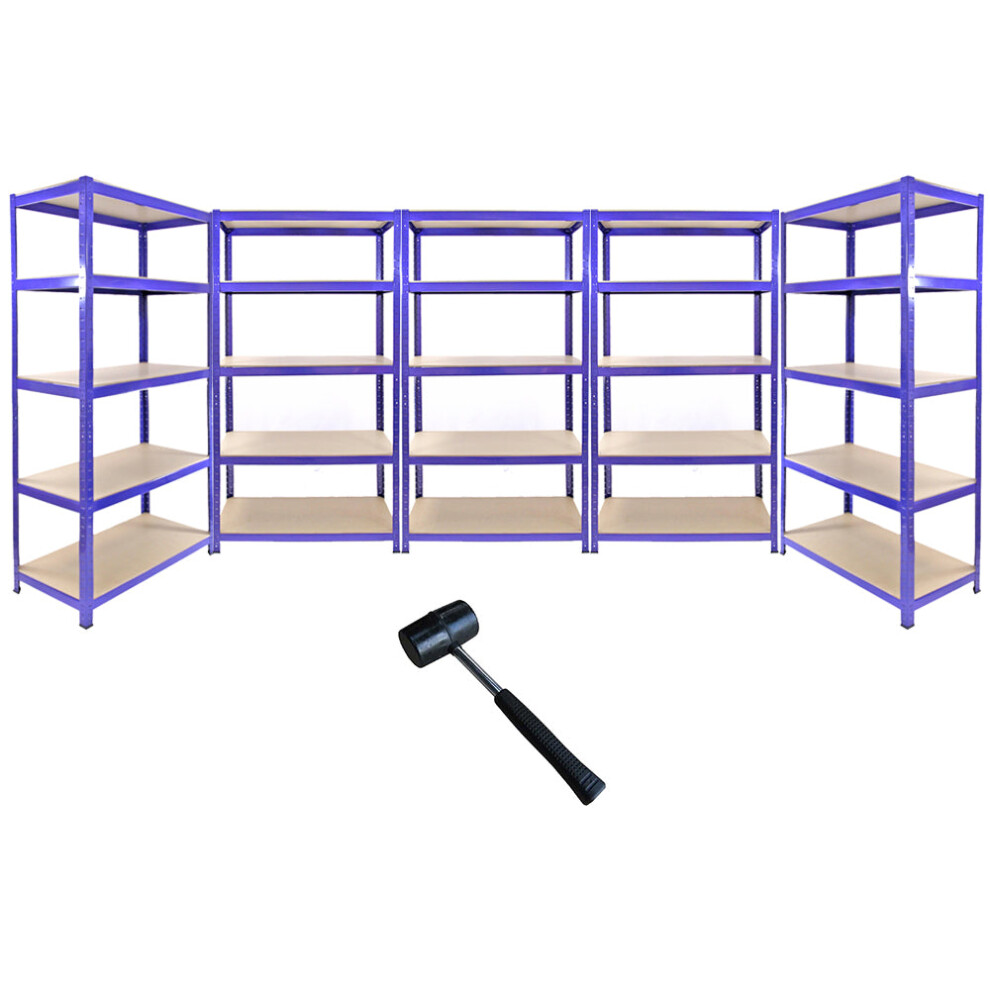 5 x 90cm Blue Warehouse Storage Bays / Garage Shed Shelving / Utility Racking