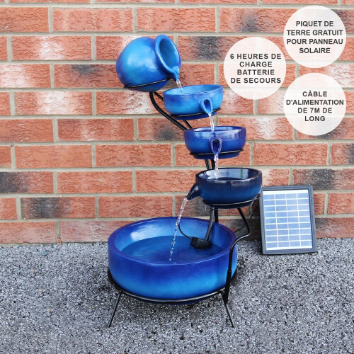 Solar Kaskadenbrunnen mit Akku - Blau 1