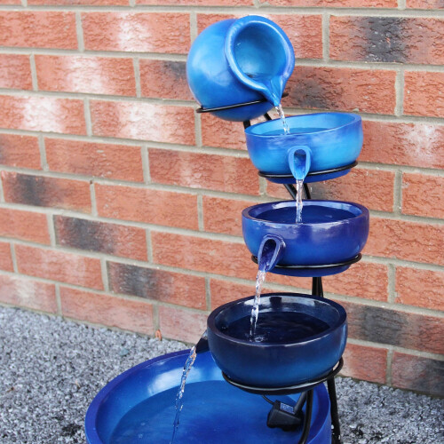 Solar Kaskadenbrunnen mit Akku - Blau 2