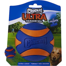 ChuckIt! Ultra Squeaker Ball Dog Toy, Durable High Bounce Floating Rubber Squeaky Dog Ball, Launcher Compatible Toy For Dogs, 1 Pack, X-Large