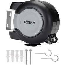 EcoBam Retractable Reel Washing Lines, Wall Mounted Laundry Drying Double Clothes Line, Heavy Duty Dual Clothesline Dryer Indoor Outdoor, 30m (2 x