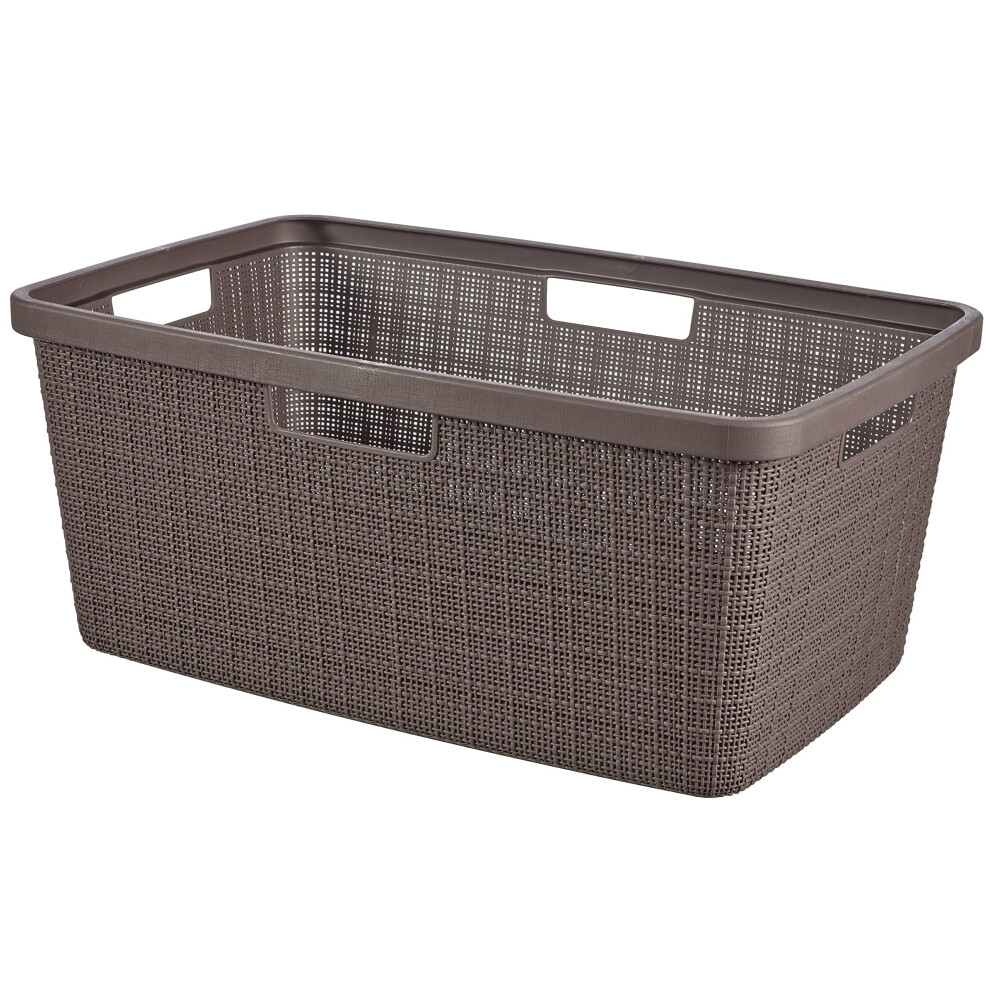 Curver Jute Woven Effect 70% Recycled Rectangular Laundry Basket 46 Litres ? Peppercorn