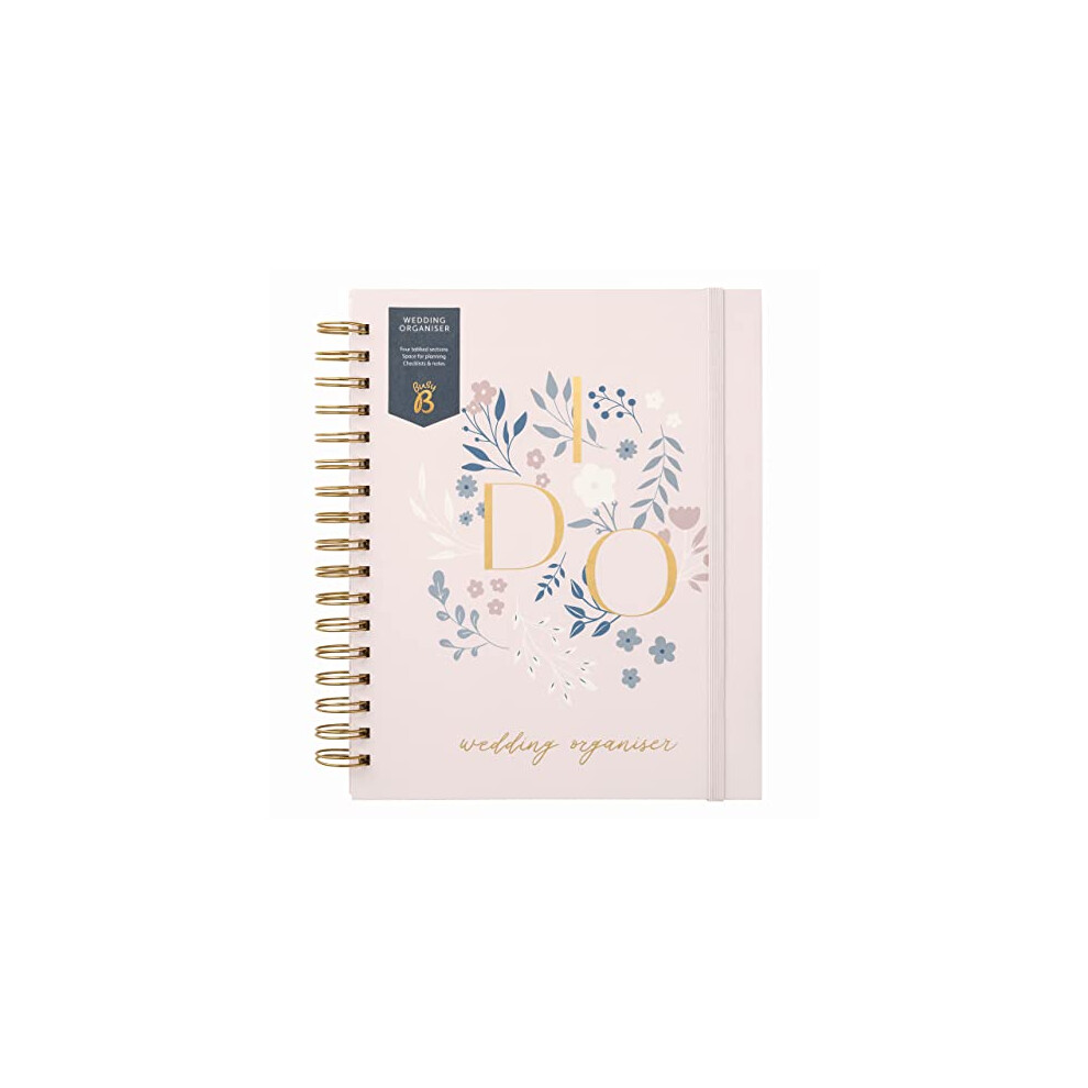 Busy B Pink/Gold Wedding Organiser - Beautiful And Spiral-Bound Wedding Organiser With Four Tabbed Sections, Checklists, Notes And Storage Pockets