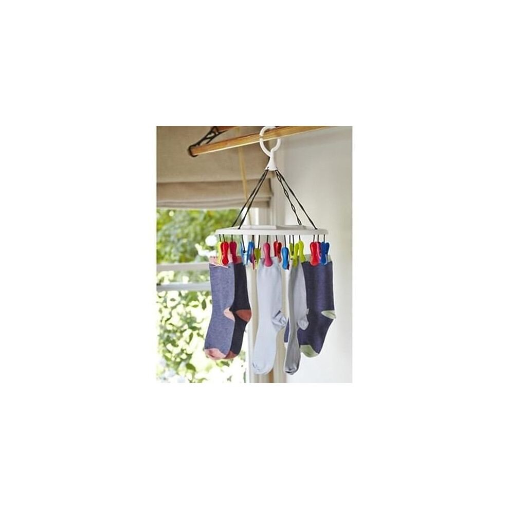 Lakeland Small & Socks Hanging Dryer Airer With 16 Soft Grip Pegs