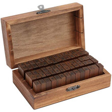 Kurtzy 70 Pieces Wooden Rubber Alphabet Letter, Number and Symbol Stamps Set - Multipurpose Craft Ink Stamp Kit with Vintage Storage Box - for Card