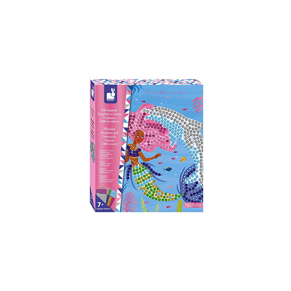 New Janod - Dolphins And Mermaids Mosaics Set - Les Ateliers Du Calme - Children?S Creative Leisure Kit - Develops Fine Motor Skills And Concentration J07961
