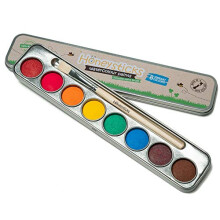 Honeysticks Non Toxic Watercolour Paint Set for Kids and Toddlers - 8 Vibrant and Long Lasting Colours with Brush - Natural and Food Grade Ingredients