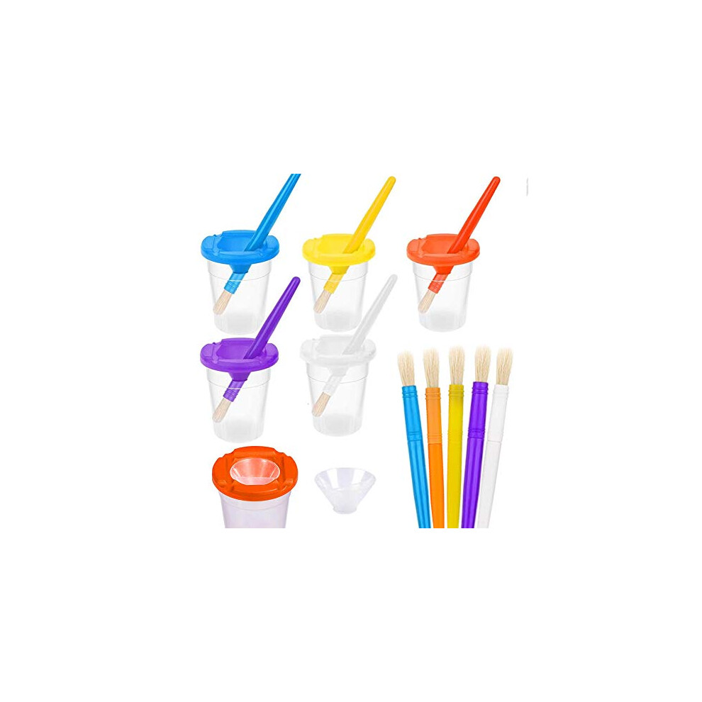 Jatidne Kids Paint Pots With Lids And Paint Brushes For Children Assortment Spill Proof Painting Set
