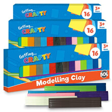 3pk Modelling Clay | 16 Assorted Colours Clay | Safe and Non Toxic Moulding Clay | Modeling Clay for Kids | Non Hardening Block Clay | Soft Clay for