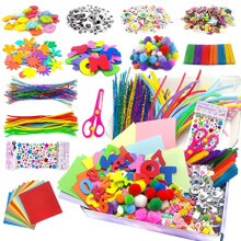 obqo 1000+ Pcs Craft Supplies for Kids, Toddler Craft Box Ages 4-8 Kids Included Pipe Cleaners, Pom Poms, Buttons & Box - All in One for Kids Craft