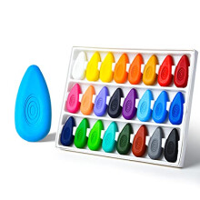 Four Candies 24 Colors Crayons for Kids, My First Jumbo Crayons for Toddlers with Easy-Grip, Non-Toxic Washable Water-Drop Shape Crayons for Kids,