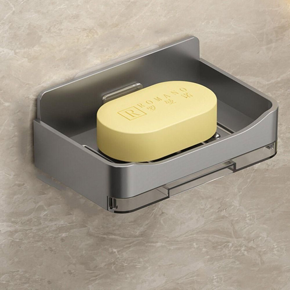 (grey) Self Adhesive Soap Dish Wall Mounted Soap Storage Tray Soap Holder Kitchen