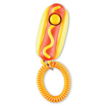 Brightkins Smarty Pooch Training Clicker: Hot Dog, Training Clicker for Dogs with Flexible Wrist Strap, Dog Training and Behaviour Solutions, 1 Piece