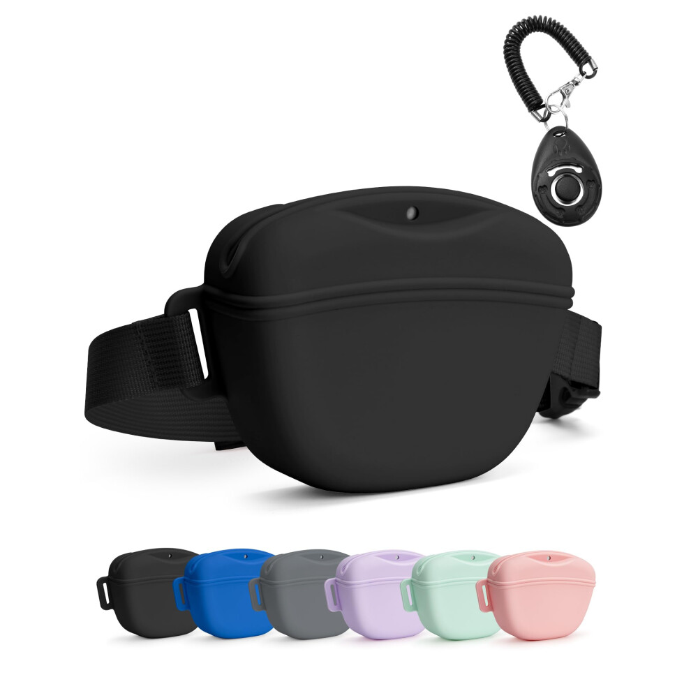 heouvo Dog Treat Pouch with Training Clicker, Upgrade Stronger Magnetic Closure to Avoid Spilling, 1.67 Cup Silicone Treat Bag Fanny Pack with Waist-image-OPC-PG5SJJF-NEW