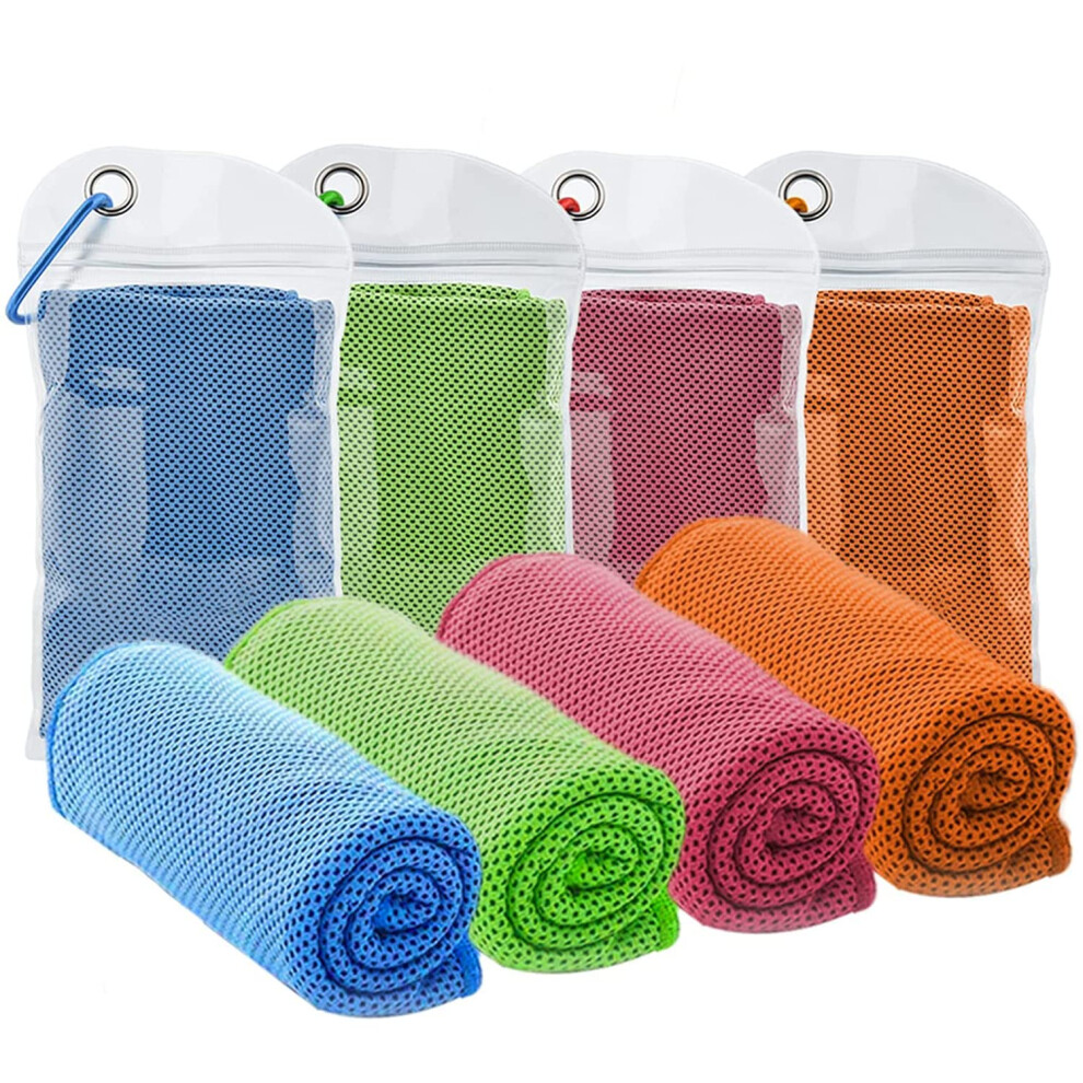 Photos - Yoga 4 Packs Cooling Towel ,Ice Towel,Soft Breathable Instant Towel,Microfiber Cool Towel for ,Golf,Sport,Gym,Workou(40"x12")