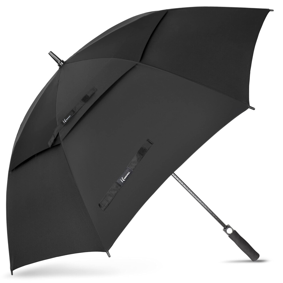 NINEMAX Large Golf Umbrella Windproof Strong 54 Inch,Extra Big Stick Umbrellas Automatic Open - Gents Umbrella Double Canopy (Black)-image-OPC-PG5SJQ9-NEW