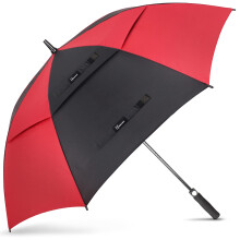 NINEMAX Large Golf Umbrella Windproof Strong 62 Inch,Extra Big Stick Umbrellas Automatic Open - Gents Umbrella Double Canopy (Black/Red)