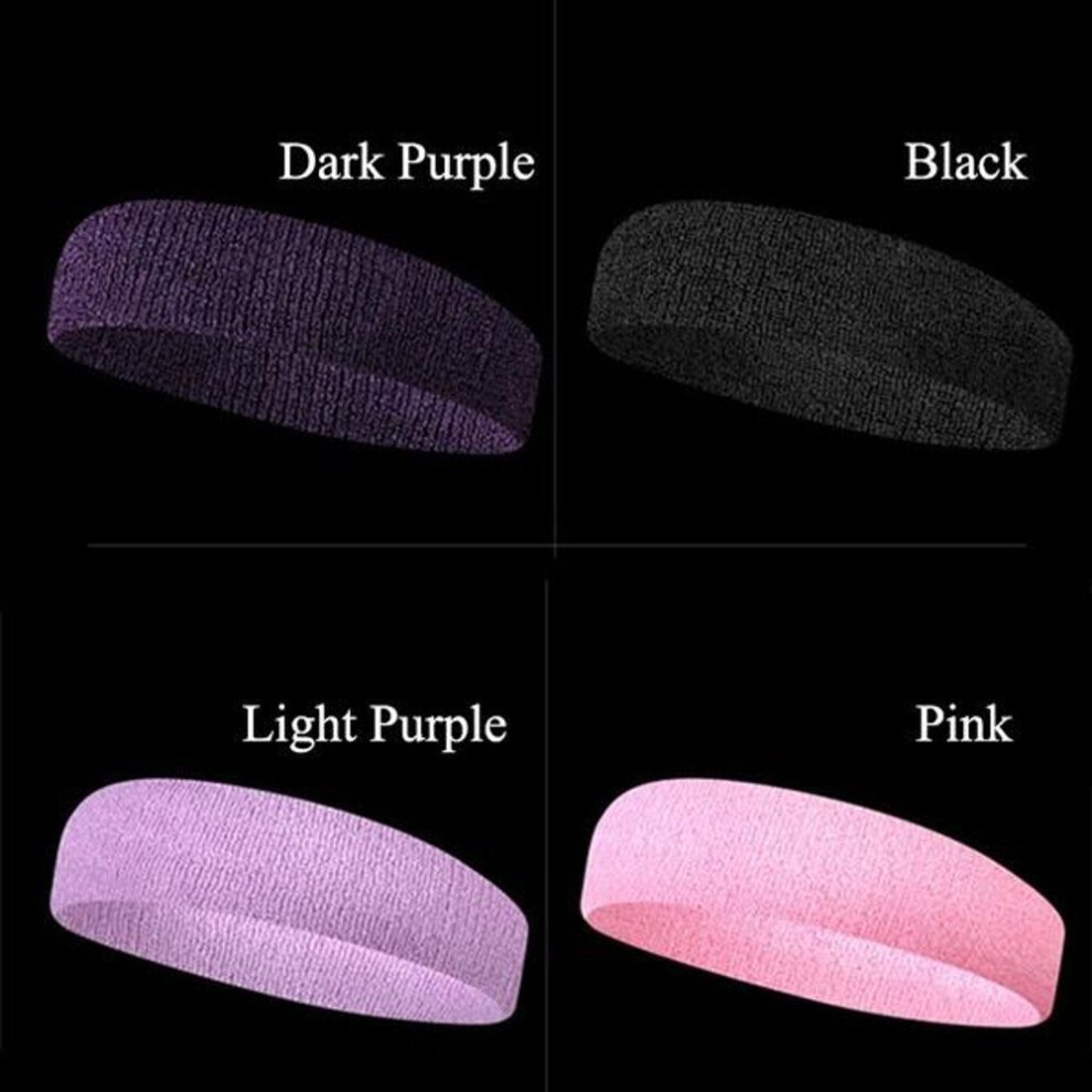 (light purple) 14 Colors Cotton Women Men Sport Sweat Sweatband Headband Yoga Gym Stretch Hair Band Head Sweat Bands