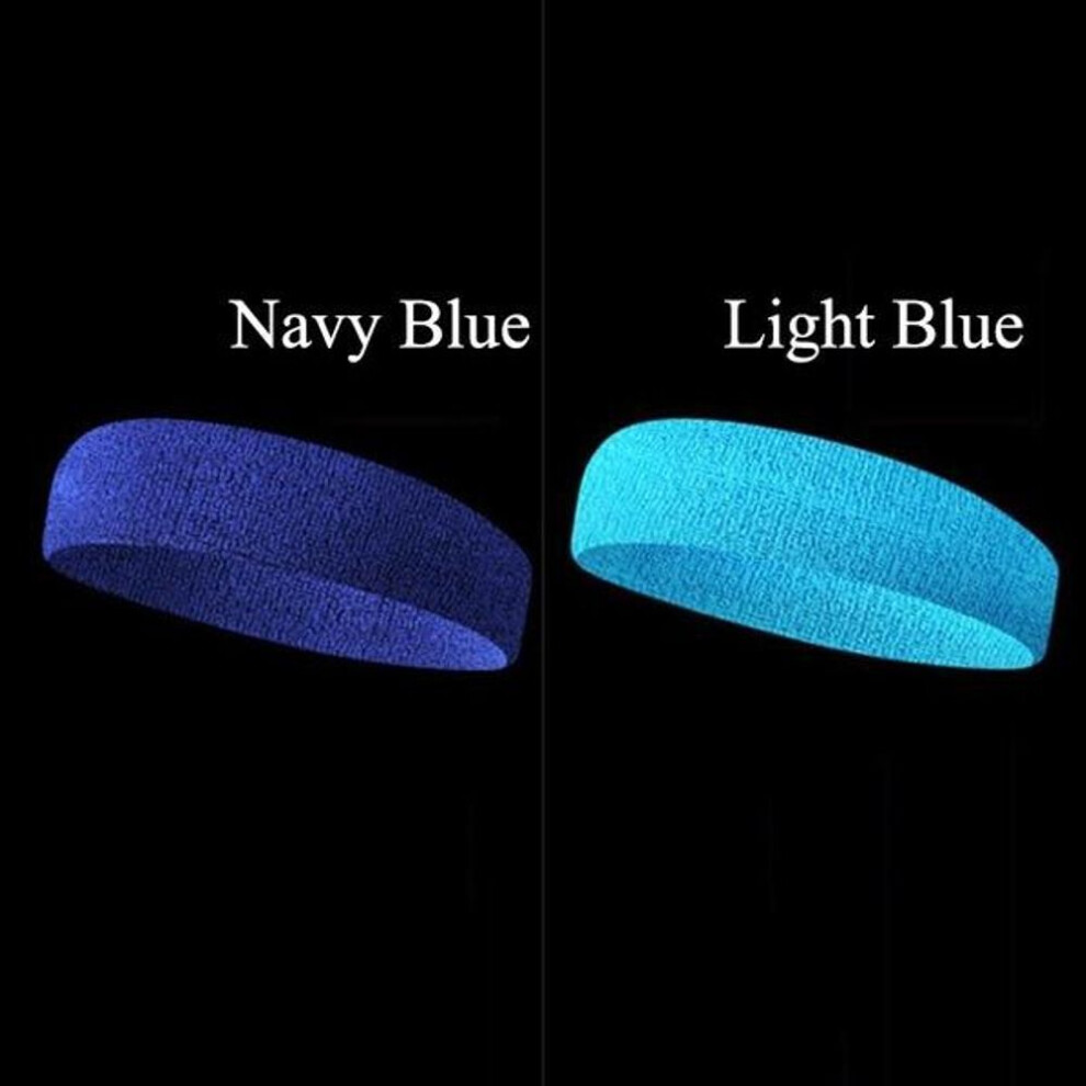 (navy blue) 14 Colors Cotton Women Men Sport Sweat Sweatband Headband Yoga Gym Stretch Hair Band Head Sweat Bands