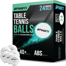 SPINSTI 40+ Professional 3 Star ABS Quality White Table Tennis Balls Set of 24 Ping Pong Balls for Indoor Sports Spherical and Celluloid-Free for