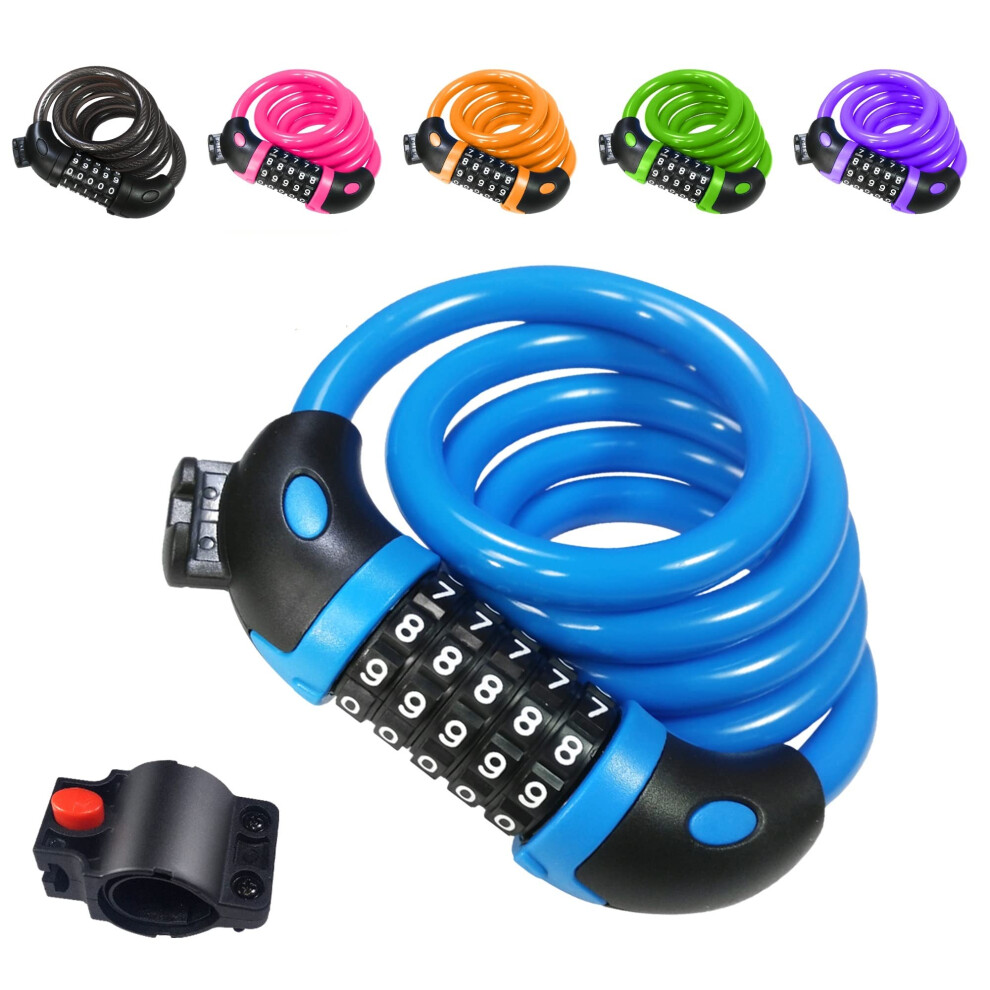 Rehkittz Bike Lock Bicycle Locker Combination 5 Digit 120Cm/12Mm Long Cycle Cable Locks Bikes Chain High Security For E-Bike Mountain Bike Outdoor Ski