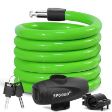 SPGOOD Bike Lock 1200mm/12mm with 2 Keys,Bicycle Lock with Mounting Bracket,Steel Cycling Cable Lock High Security,Lightweight Coiling Cable Lock for