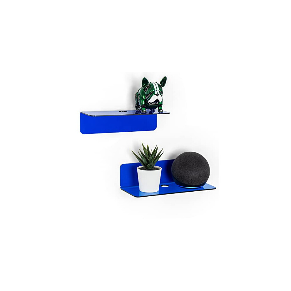 Oaprire Acrylic Floating Wall Shelves Set Of 2, Damage-Free Expand Wall Space, Small Wall Shelf For Smart Speaker, Action Figures, Monitor With Cable 8000000060433