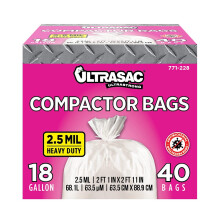 Ultrasac Extra Heavy Duty Professional Quality Compactor Trash Bag with Antimicrobial Odor Control, 40 count