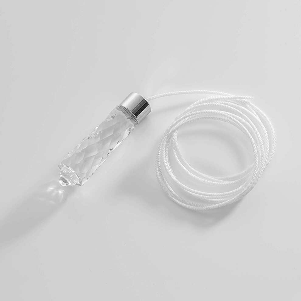 Penbrice Interiors Light Bathroom Cord Pull - Glass Effect Solid Clear Acrylic Teardrop With Chrome Design