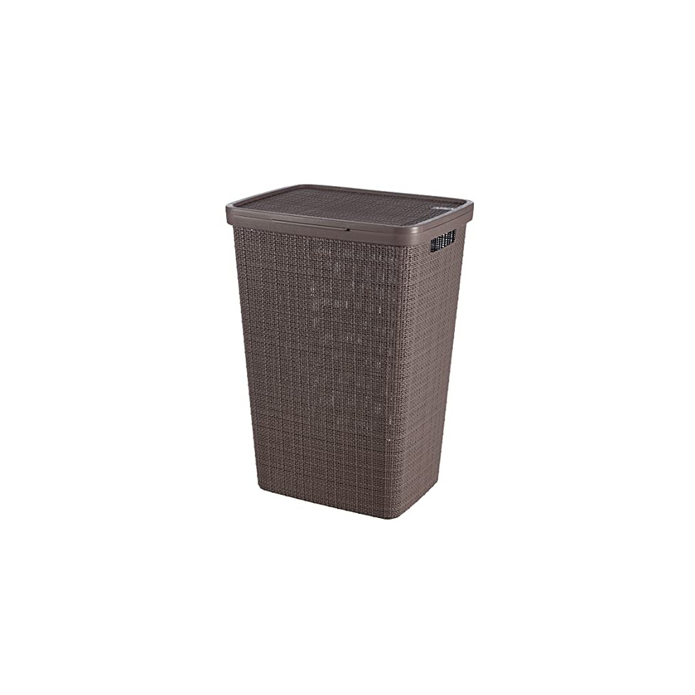 Curver Jute Woven Effect 70% Recycled Rectangular Laundry Hamper 58 Litres ? Peppercorn