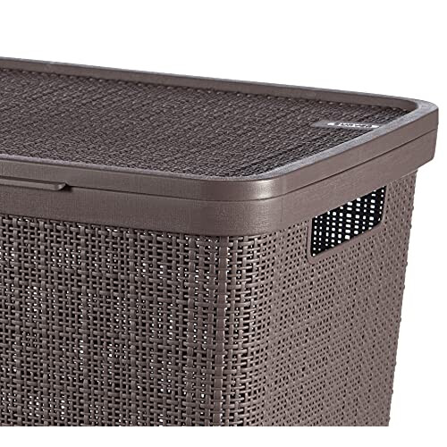 Curver Curver Jute Woven Effect 70% Recycled Rectangular Laundry Hamper 58 Litres ? Peppercorn 2