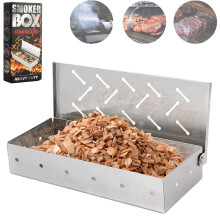Smoker Box for BBQ Grill Wood Chips -Smoker Grill Accessories - Charcoal & Gas Barbecue Meat Smoking with Hinged Lid - Best Grilling Accessories &