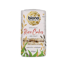 Biona Organic Unsalted Rice Cakes, 100g - 100% Organic Wholegrain Brown Rice - Source of Fibre, Naturally Gluten Free - Vegan Snacks and Treats (Pack
