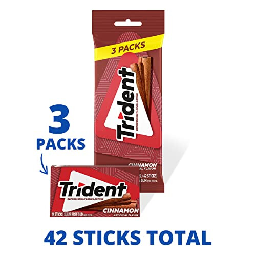Trident Cinnamon Sugarfree Chewing Gum 3 x 14 Stick Multipack 1
